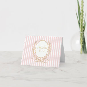 Vintage Paris Glam Pink Stripe Bridal Shower Thank You Card