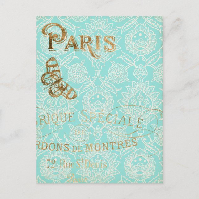 Vintage Paris Gold Design Postcard (Front)