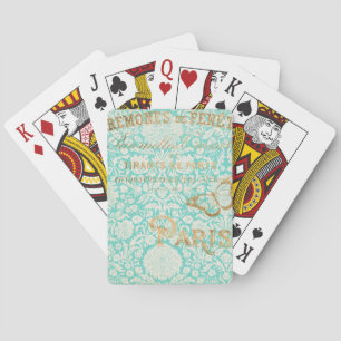 Vintage Paris Gold Design With Butterfly Playing Cards