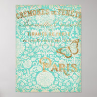 Vintage Paris Gold Design With Butterfly
