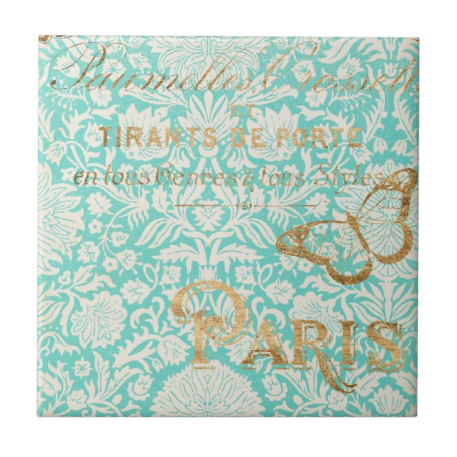 Vintage Paris Gold Design With Butterfly Tile (Front)
