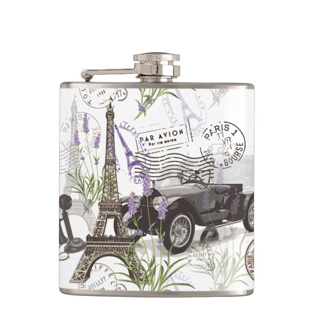 Vintage Paris Hip Flask (Front)