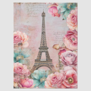 Vintage Paris Inspired Floral Eiffel Tower Tissue Paper