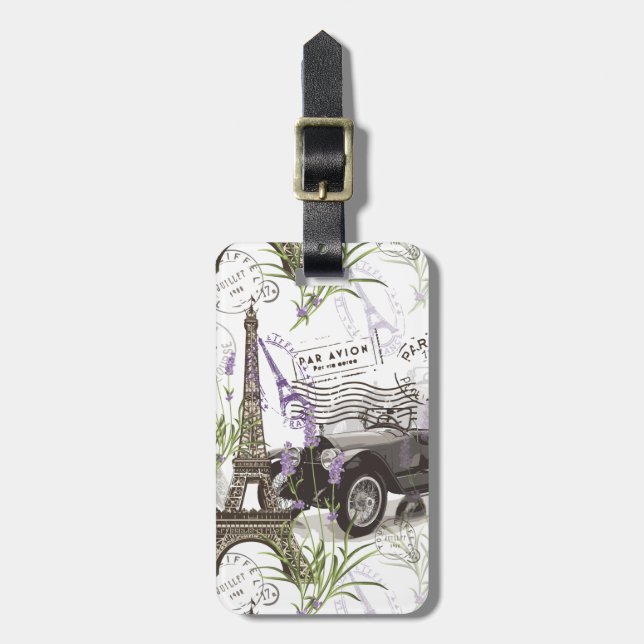 Vintage Paris Luggage Tag (Front Vertical)