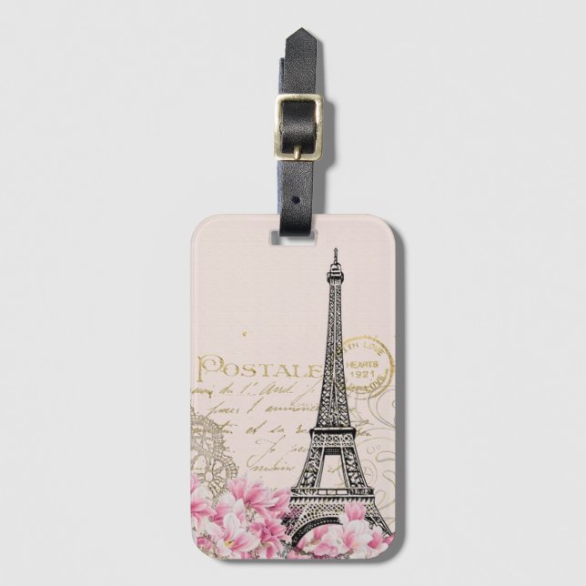 Vintage Paris Luggage Tag (Front Vertical)