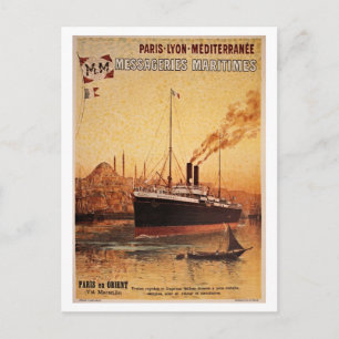 Vintage Paris Lyon Méditerranée ship travel ad Postcard