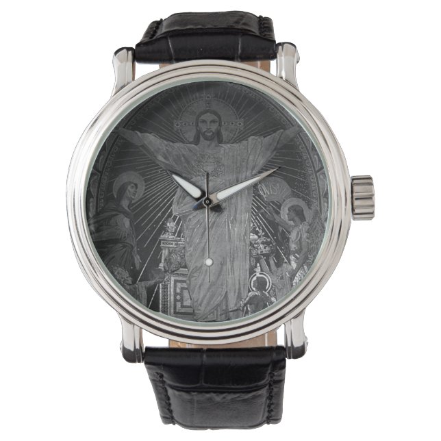 Vintage Paris Main mosaic Sacred Heart jesus Watch (Front)