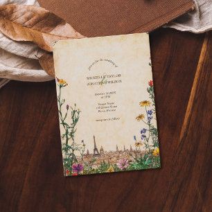 Vintage Paris Meadow Wildflower Destination Invitation