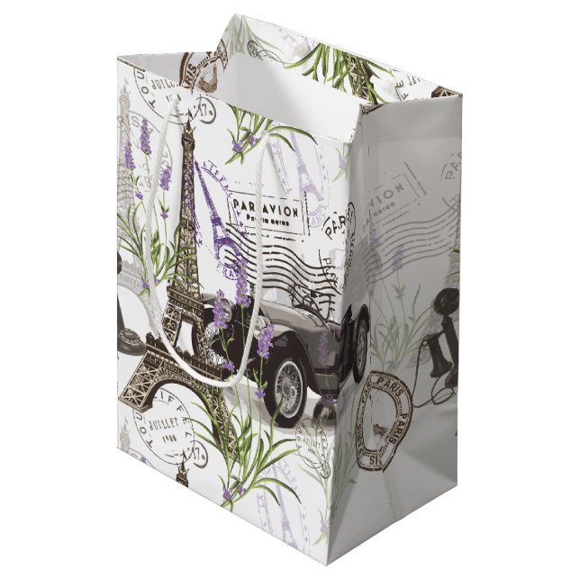 Vintage Paris Medium Gift Bag (Front Angled)