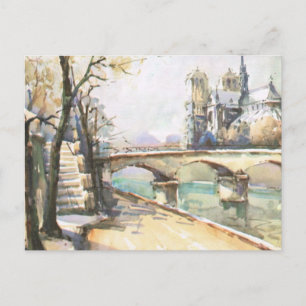 Vintage Paris, Notre Dame, La Seine Postcard