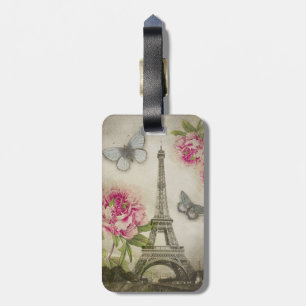 Vintage Paris Peonies Personalised tag