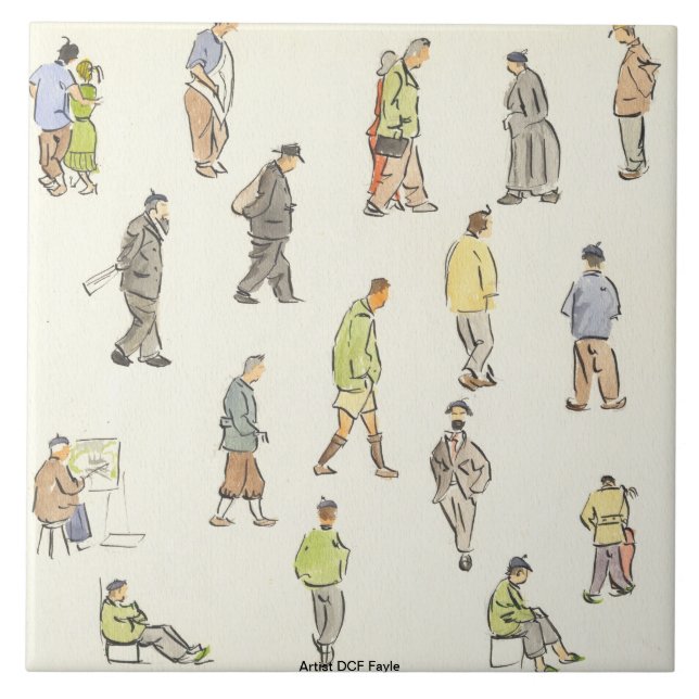 Vintage Paris People Decorative Tile (Front)