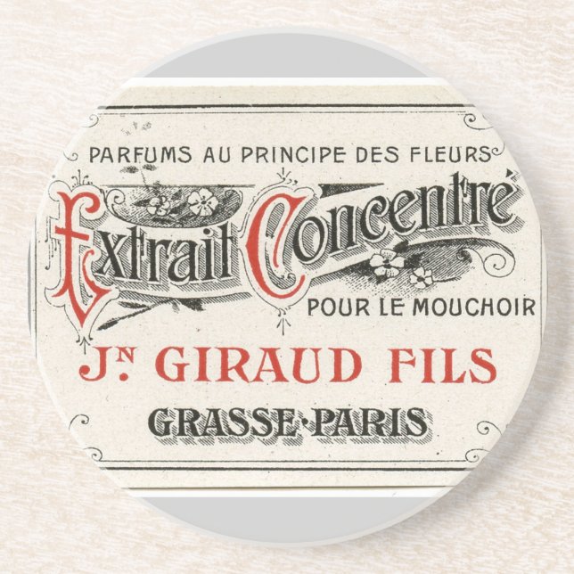Vintage Paris Perfume Label Coaster (Front)