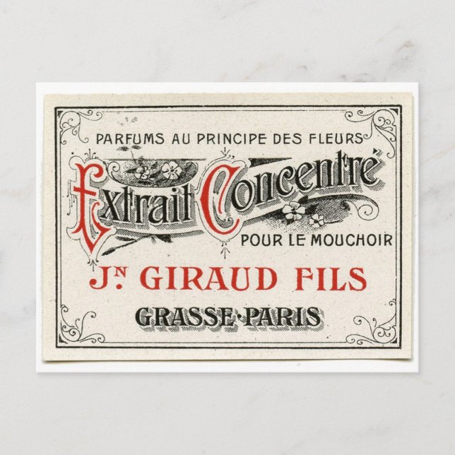 Vintage Paris Perfume Label Postcard (Front)