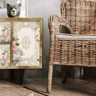 Vintage Paris Pink Gold Floral French XL Decoupage Tissue Paper