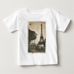 Vintage Paris Postcard, Eiffel Tower Baby T-Shirt