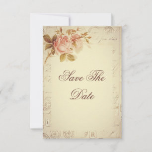 Vintage Paris Postmarks Chic Roses 21st Save The Date