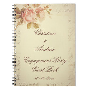 Vintage Paris Postmarks Chic Roses Guest Book