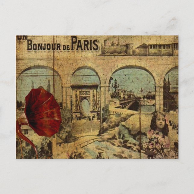 Vintage Paris Print Postcard (Front)