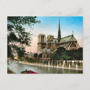 Vintage Paris, River Seine and Ile de Notre Dame Postcard