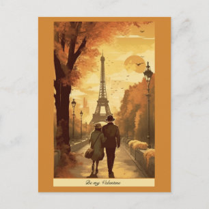 Vintage Paris Romance Travel Greetings Postcard