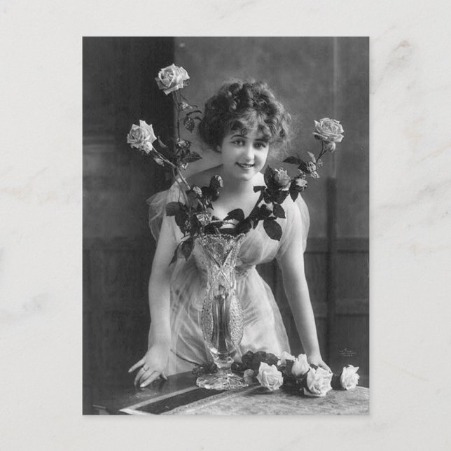 Vintage Paris Roses Portrait Postcard (Front)