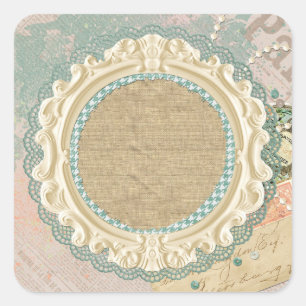 Vintage Paris Shabby Chic French Frame Boutique Square Sticker