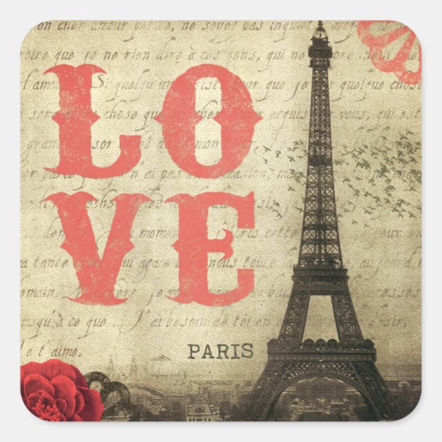 Vintage Paris Square Sticker (Front)