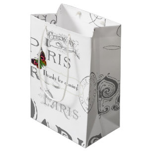 Vintage Paris Themed Wedding Party Personalised Medium Gift Bag