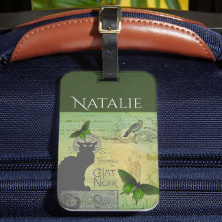 Vintage Paris Tour of Chat Noir Collage Luggage Tag