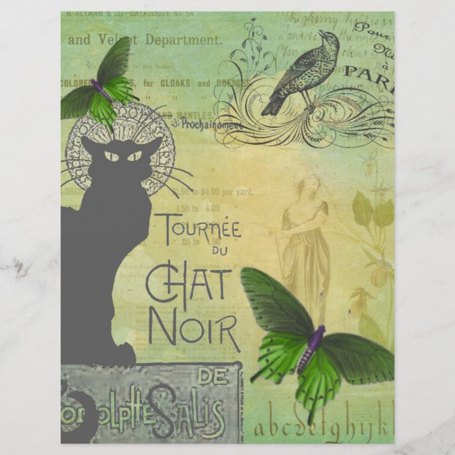 Vintage Paris Tour of Chat Noir Collage Scrapbook (Front)