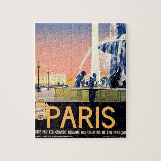 Vintage Paris Travel Advertisement Illustration Jigsaw Puzzle (Vertical)