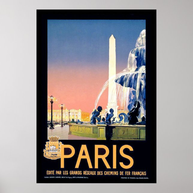 Vintage Paris Travel Advertisement Poster (Front)