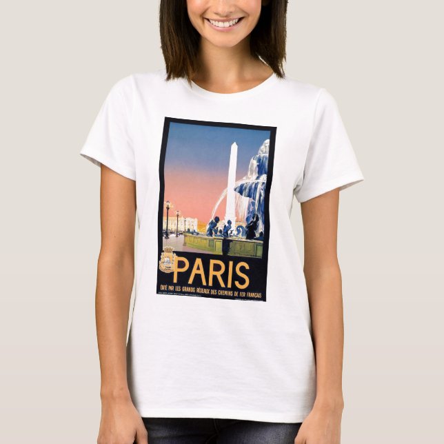 Vintage Paris Travel Advertisement T-Shirt (Front)