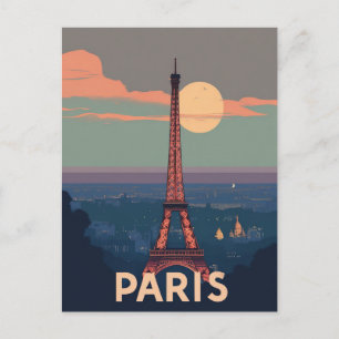 Vintage Paris Travel Eiffel Tower Retro Postcard