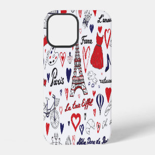 Vintage Paris: Travel Line Pattern iPhone 12 Case