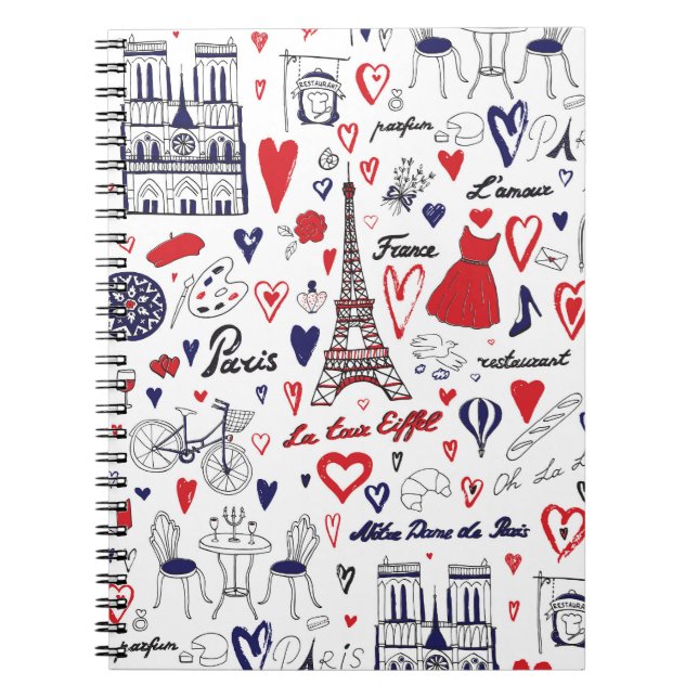 Vintage Paris: Travel Line Pattern Notebook (Front)