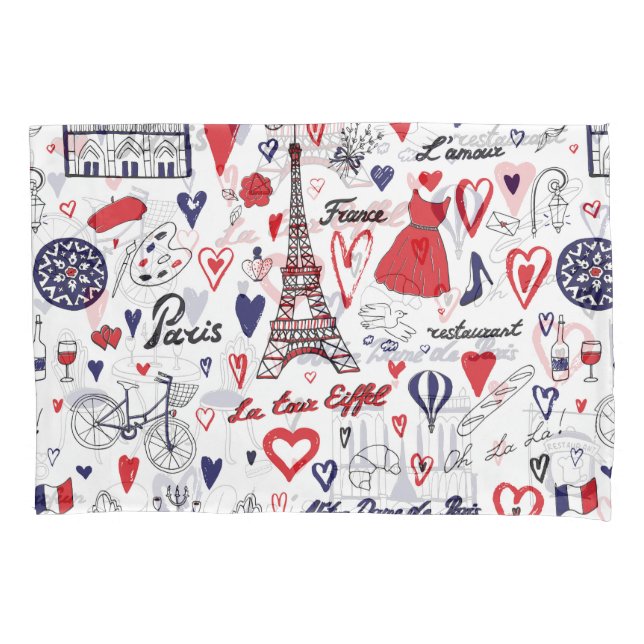 Vintage Paris: Travel Line Pattern Pillowcase (Front)