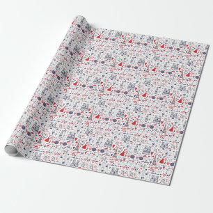 Vintage Paris: Travel Line Pattern Wrapping Paper