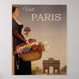 Vintage Paris Travel Postcard Poster