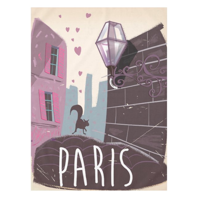 Vintage Paris travel poster Tablecloth (Front)