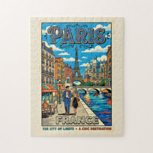 Vintage Paris Travel Poster - The City of Lights Jigsaw Puzzle