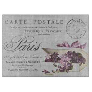 Vintage Paris Typography Postcard Cutting Board