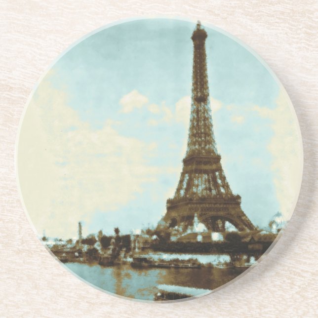 Vintage Paris Water Colour Coaster (Front)