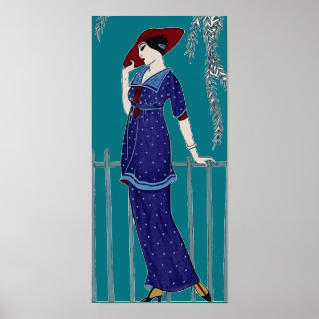 Vintage Parisian 1920s fashion lady Poster (Front)