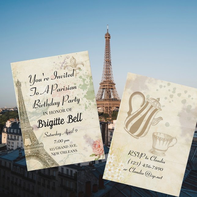 Vintage Parisian Birthday Party Invitation (Creator Uploaded)