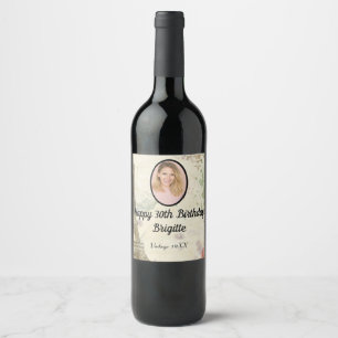 Vintage Parisian Birthday Wine Label