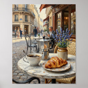 Vintage Parisian Bistro Coffee Wine I Poster