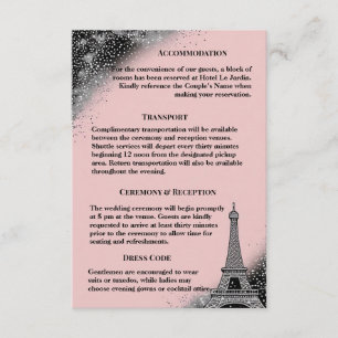 Vintage Parisian Blush Pink Silver Glitter Wedding Enclosure Card