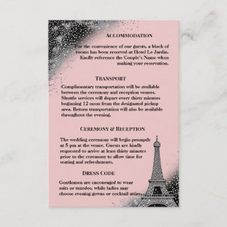 Vintage Parisian Blush Pink Silver Glitter Wedding Enclosure Card